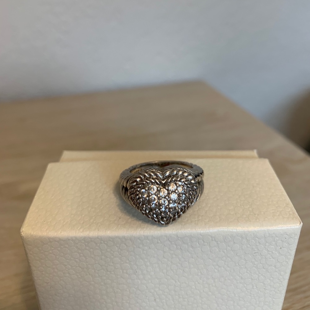 Judith Ripka heart CZ cable ring